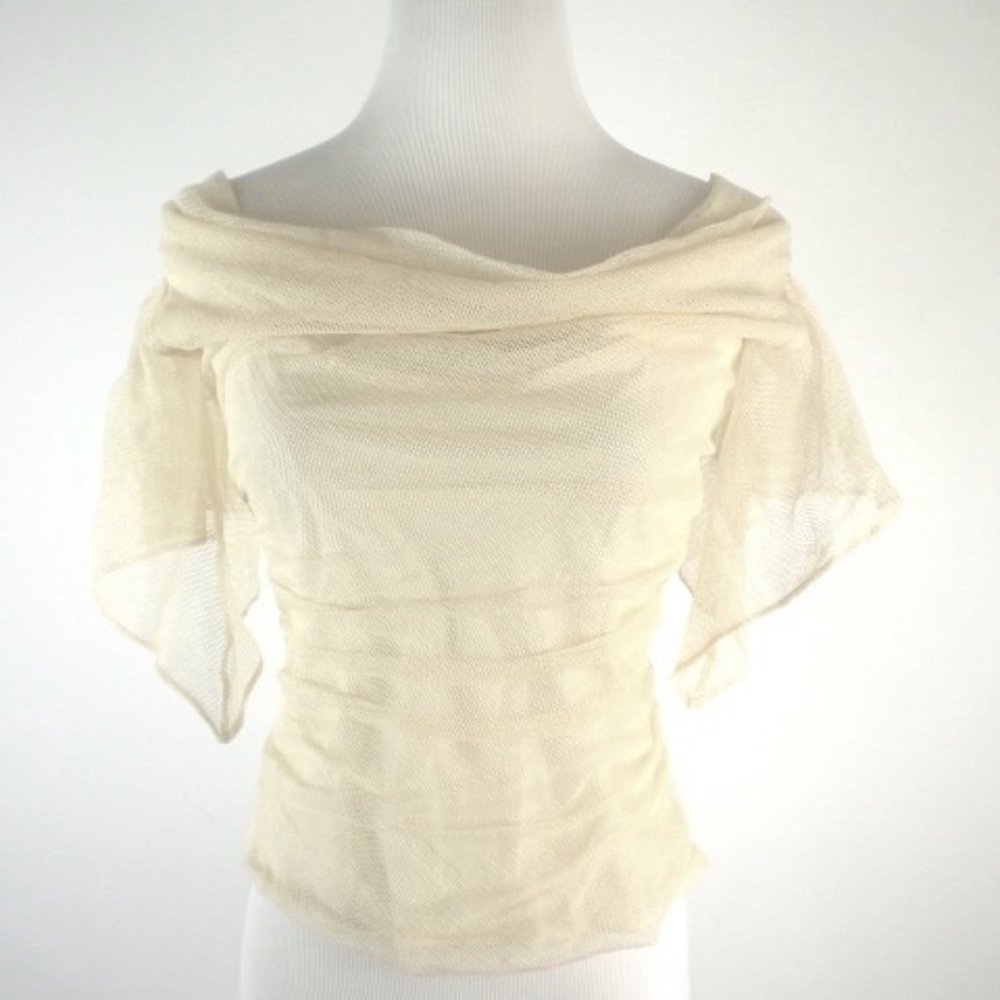 Catherine Malandrino Mesh short sleeve top P xs-s drape neck